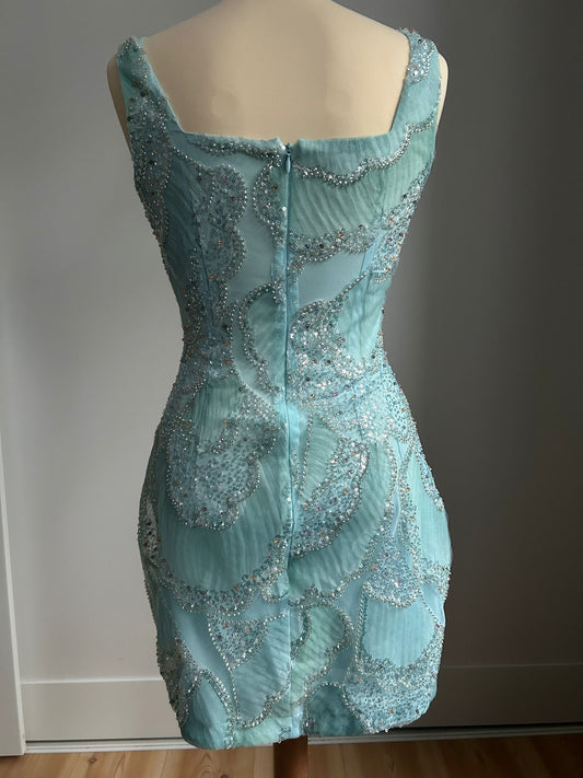 Aqua Veil Mini Dress