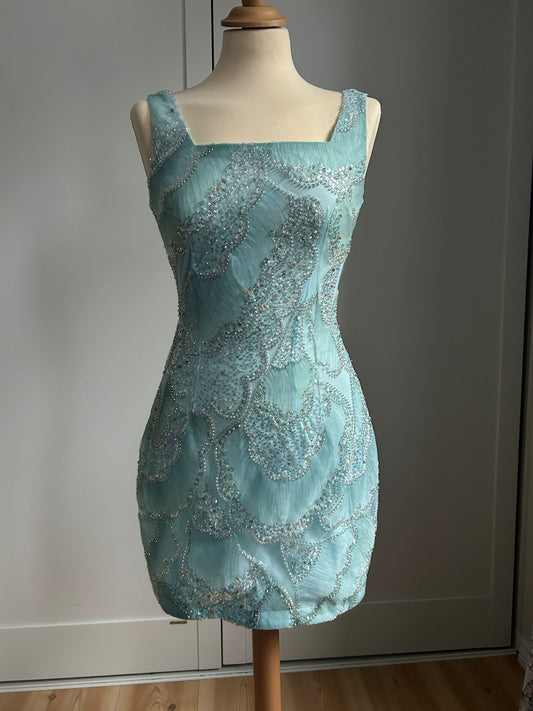 Aqua Veil Mini Dress
