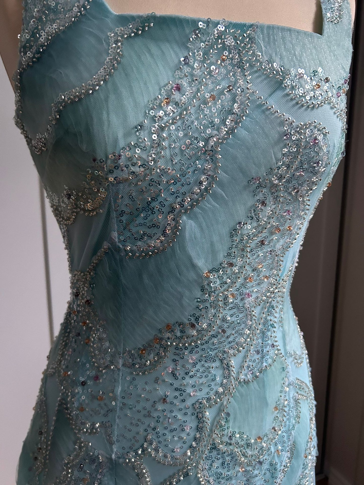 Aqua Veil Mini Dress