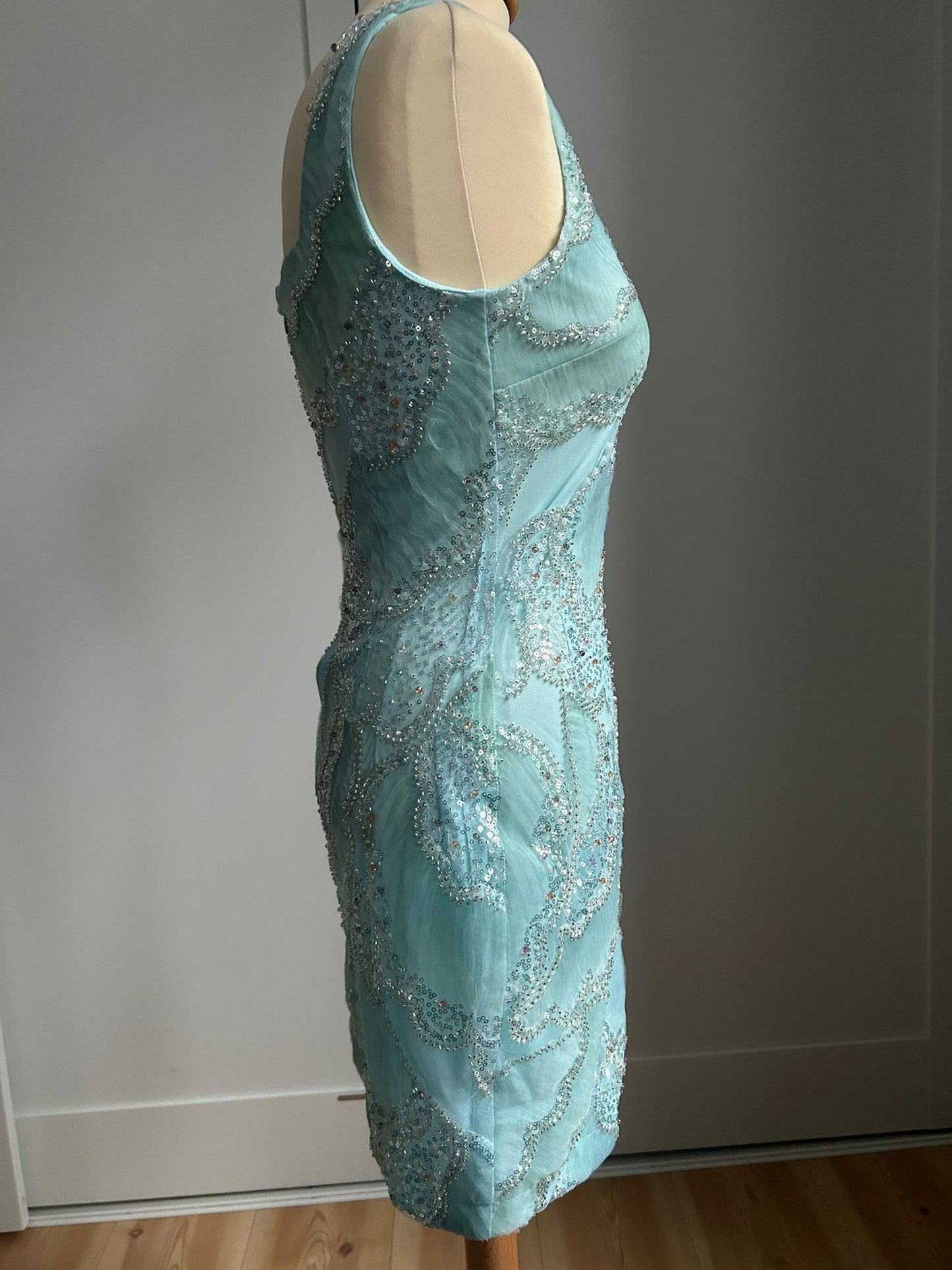 Aqua Veil Mini Dress