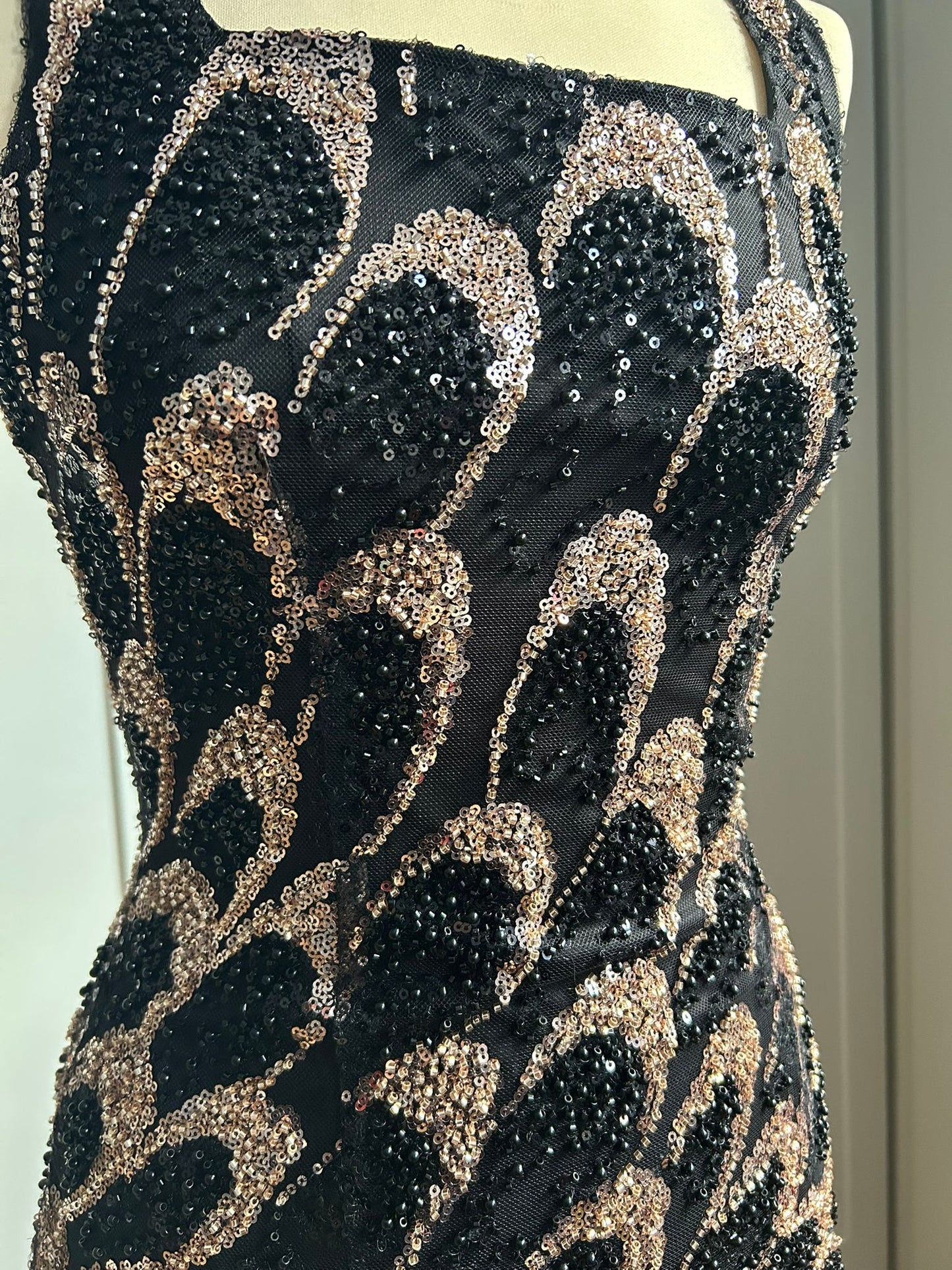 Noir Cascade Mini Dress