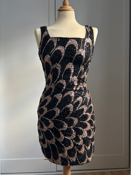 Noir Cascade Mini Dress